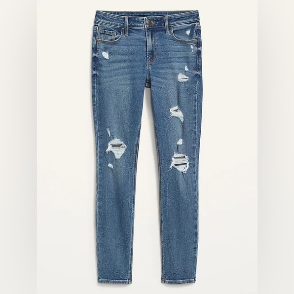 NWT Mid-Rise Rockstar Super-Skinny Distressed Jeans - Picture 1 of 4